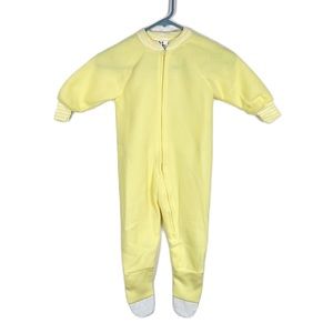 Pop Kids Bodysuit Kids 3T Yellow Polyester Fleece Long Sleeve Sleepwear Vintage